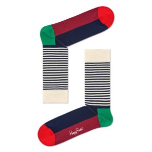Happy Socks Half Stripe Sokken, Wit/Blauw/Rood, Maat 36-40